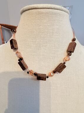 Vintage 16” Bronzite Stone  Multi Strand Necklace